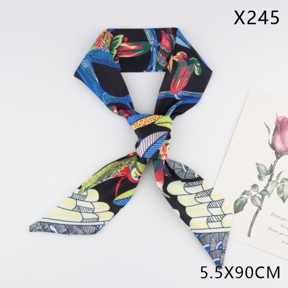Women Fashion Silk Scarf, Luxury Foulard Skinny Scarf, Bag Scarf Headband