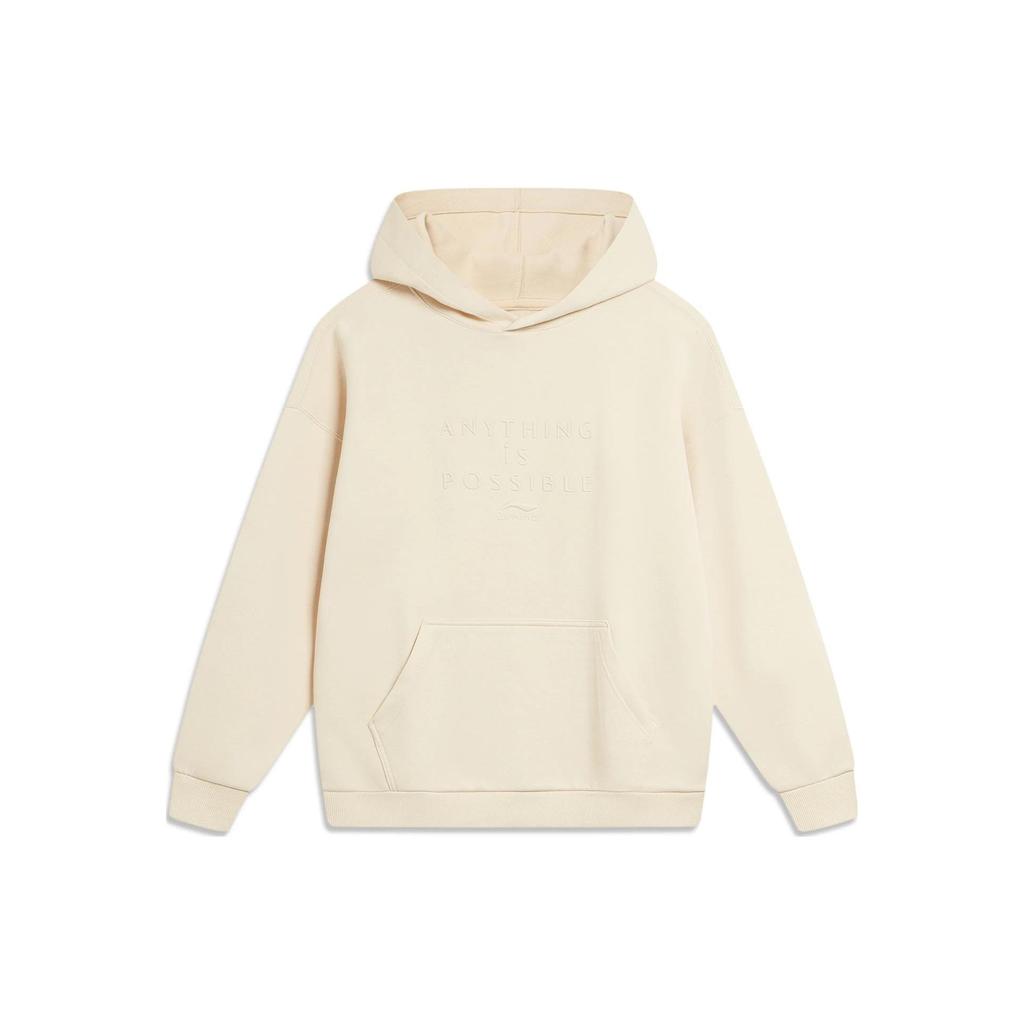 Li-Ning Sports Trend Series Solid Color Loose Pullover Hoodie Unisex Tops Mist-Khaki AWDT757-1