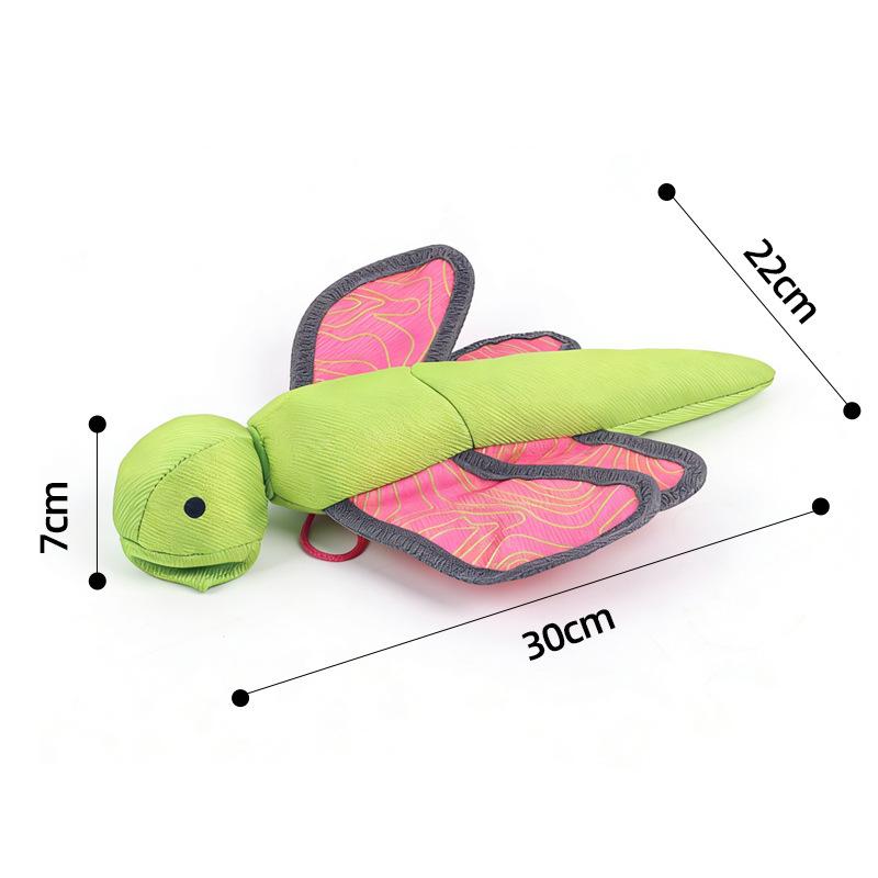 Interactive Dog Fetch Toy Oxford Fabric Squeaky Throw Elastic Flying Insect and Ball