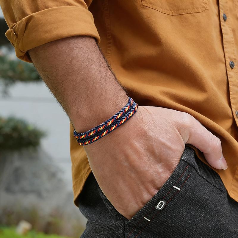 Noter Grade A Ethnic Fabric String Bracelet For Men Double Layer 6 Colors Available Sports Sweat Absorbent Braslet Bangle Hombre
