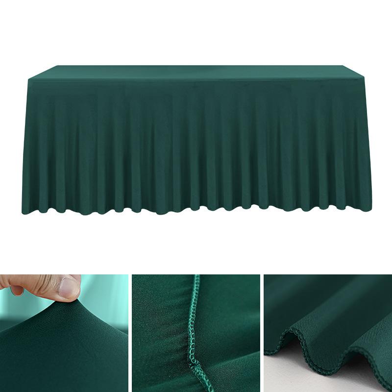 Spandex Rectangle Table Skirts 4/5/6/8ft Fitted Table Cover Wrinkle Resistant Cloth for Hotel Wedding Anniversary Party Decor