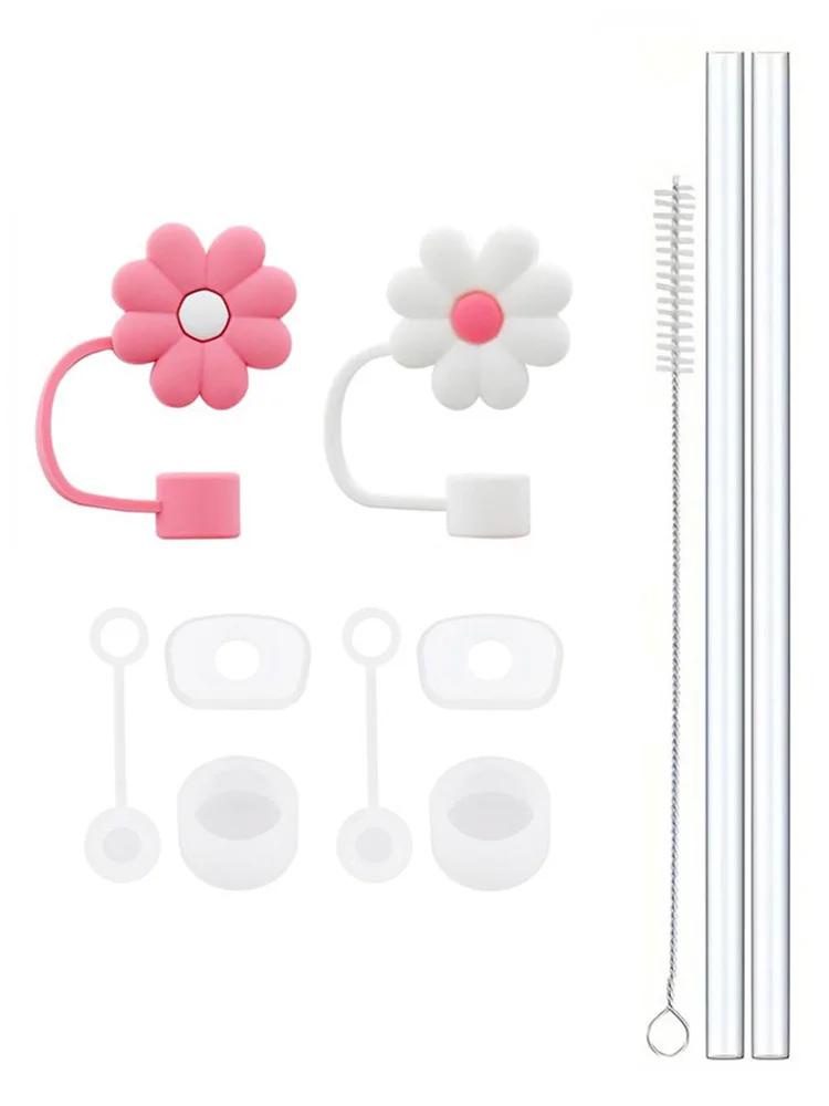 11Pcs Cup Accessories Se for Stanley Silicone Spill Proof Stopper Straw Cover Cap 2Pcs Reusable Straw 1 Cleaning Brush 40oz 30oz