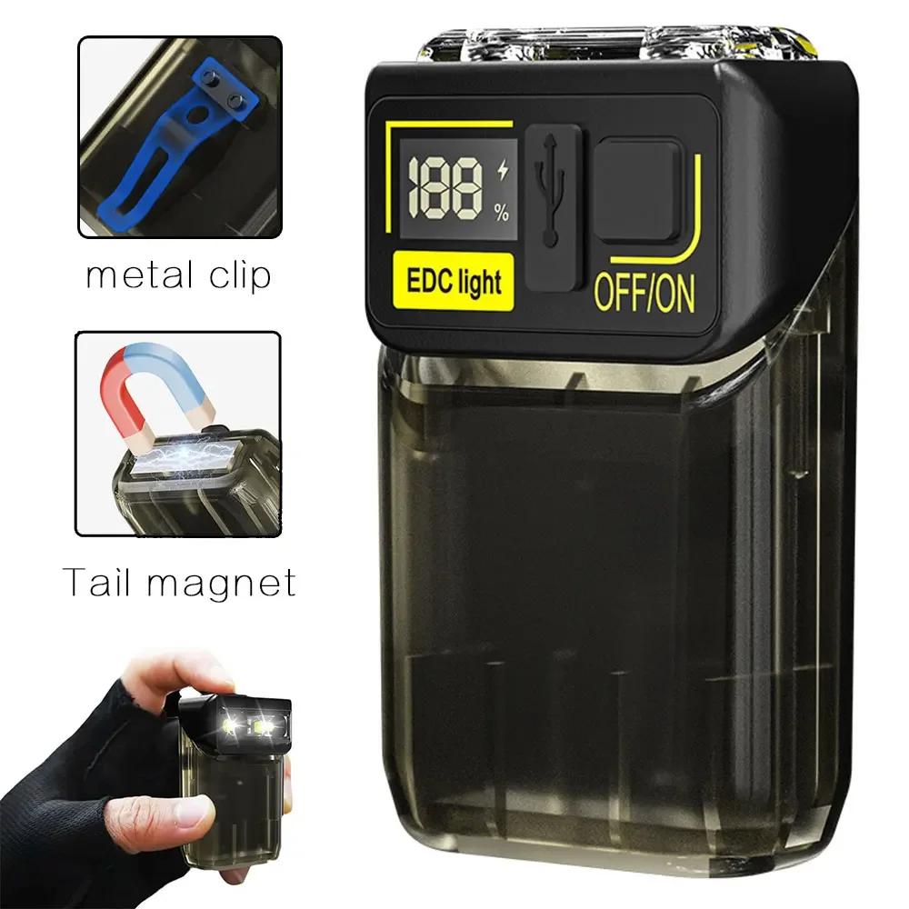 180° Powerful EDC LED Flashlight Portable Keychain Torch Sensor Headlamp Rechargeable Magnet Work Light Camping Fishing Lantern