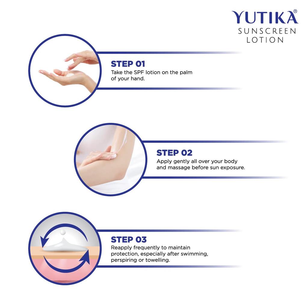 Yutika Sunscreen Lotion SPF 30 PA+++ for Men and Women 300ml Non-Greasy Sun Cream All Skin Types