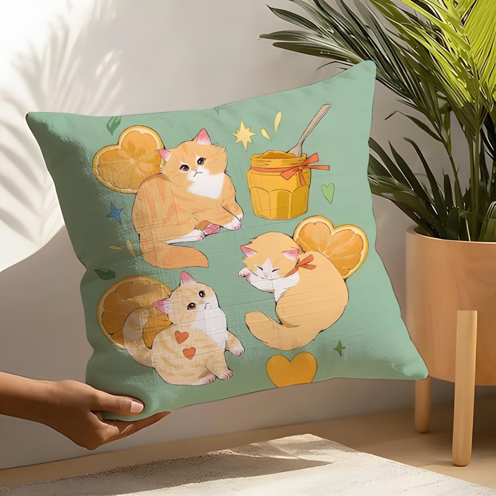 Cute cartoon plush cat Pillow Case Linen Cushion Covers For Decorative Sofa Home Pillows Case Car Chair Pillows Cases