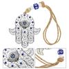 Blue Evil Eye Decor Blue Eye Hamsa Hand Pendant Decorative Wall Ornament Evil Eye Hand Decoration Zinc Alloy Hanging Ornaments