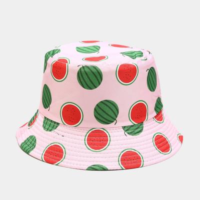 Watermelon-strawberry Printed Fisherman Hat and Fresh Sun Hat Double-sided Bucket Hats