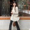 Large size fat MM French hollow knitted sweater women's early autumn new design loose hooded sweater dress