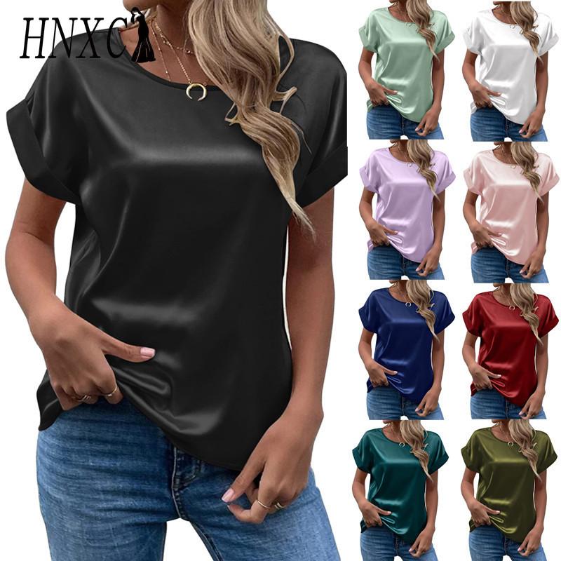 HNXC Summer Chic Color Ding Pullover Round-neck Straight Women's T-shirt