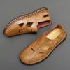 Hand-stitching Mens Casual Shoes New Summer Men Sandals All-match Man Leather Flats Fashion Hollow Out Shoes Breathable Sneakers