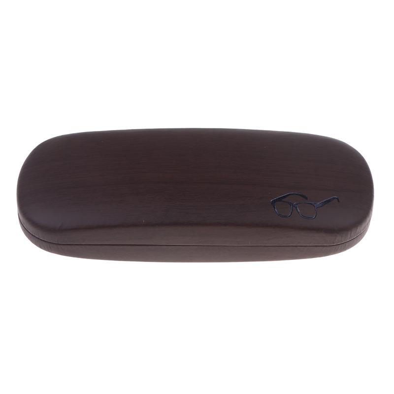 1Pc Pu Leather Eyeglass Box Wood Grain Hard Kit Holder Metal Reading Glasses Case For Men And Women Pu Leather Eyeglass Box