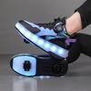 Children's Runaway Shoes Roller Skating Boys' Shoes Internet Celebrity Two-wheel Runaway Shoes Student Light Skates Shoes with Wheels