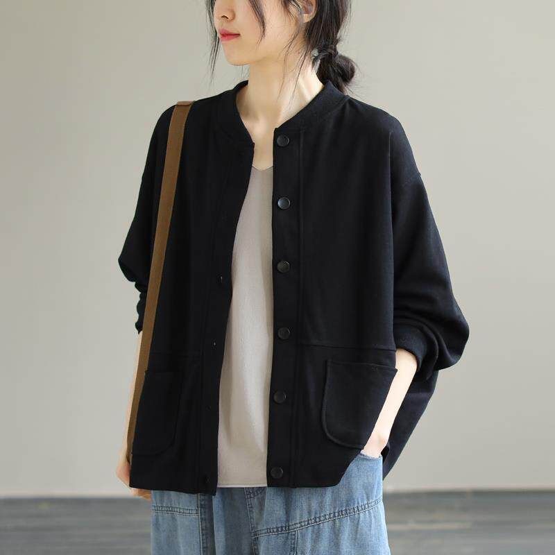 Women's Solid Color Baseball Jacket Loose Leisure Artistic