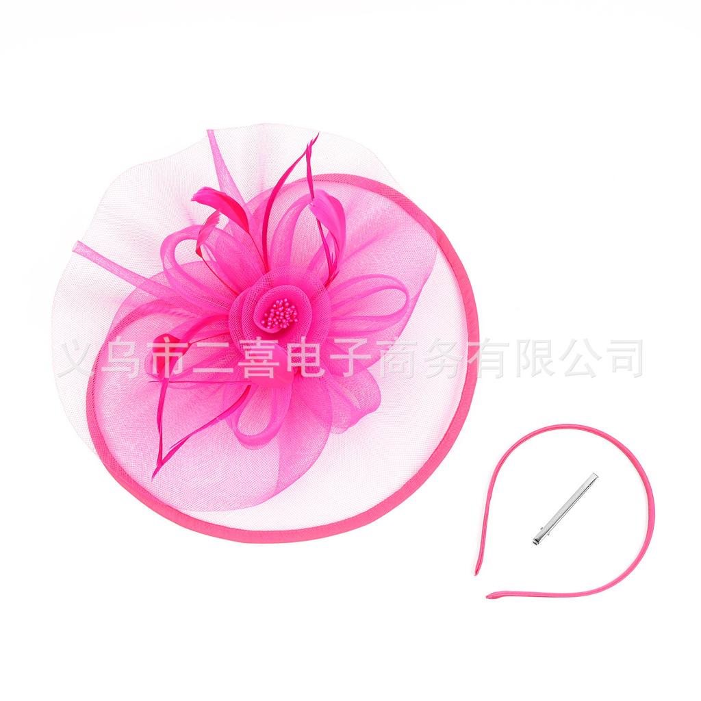 European and American New Bridal Headgear Mesh Feather Headband Party Ball Top Hat Jockey Club Retro Hair Accessories
