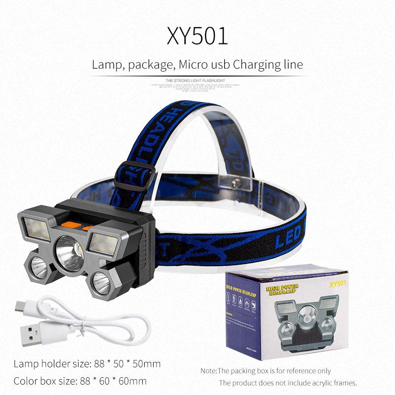 USB Rechargeable Headlamp Portable 5LED Headlight Built-in Battery Torch Portable Working Light Fishing Camping Head Light KTY