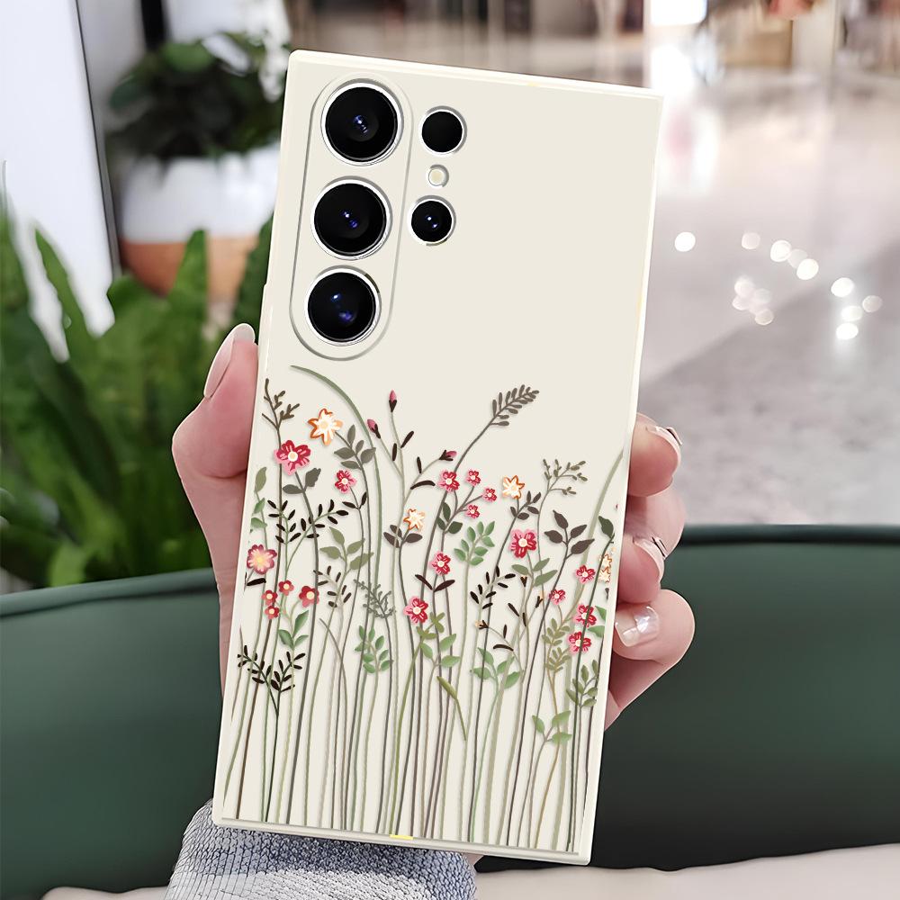 Amazon popular retro plant small floral Samsung S61ULtra mobile phone case S22 + all-inclusive protective case