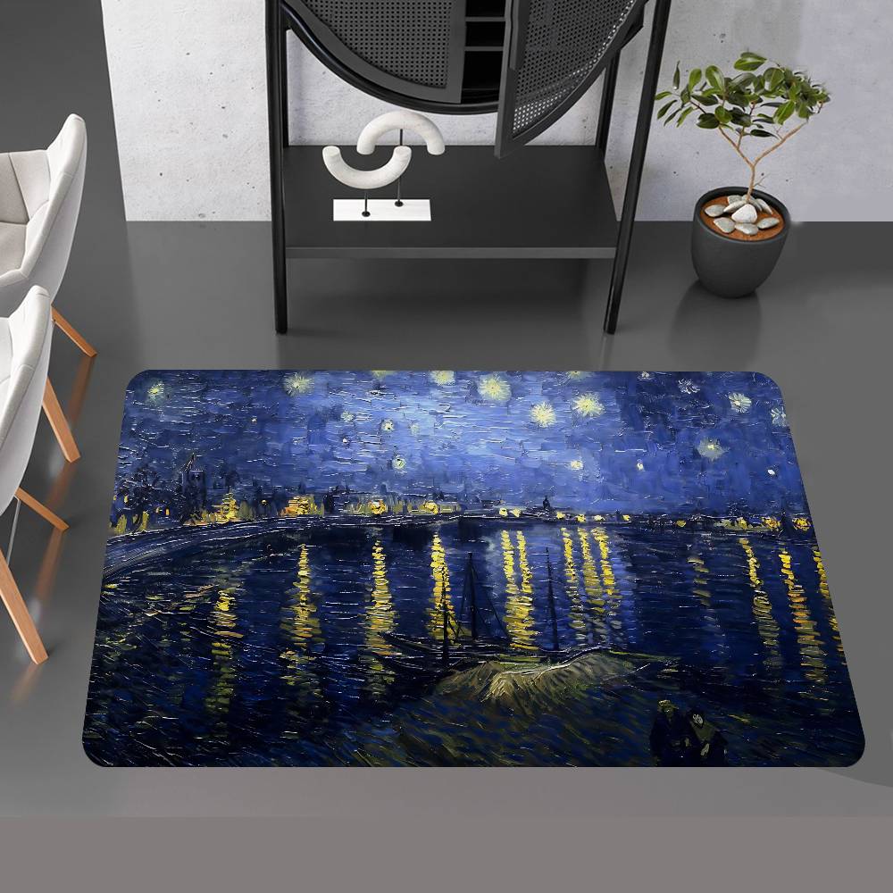 World Famous Painting Art Category Floor Mat Retro Multiple Choice Living Room Kitchen Rug Non-Slip Modern Home Decor