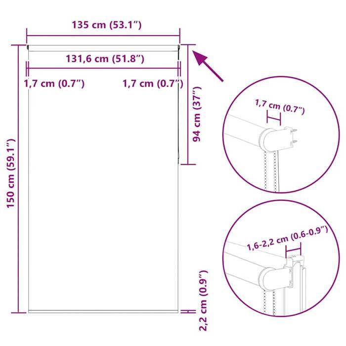 VidaXL Blackout Roller Blind Fabric Width 131.6 Cm Polyester, Day and Night Blind, Kitchen Blind, Blind 4011915
