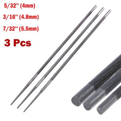 Limas redondas para motosierra para afilado de cadena DIY Juego de 3 piezas para afilado de 40 48 55 mm