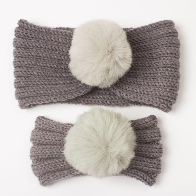 New parent-child autumn and winter warm headscarf set, mother and baby knitted wool headband, girls' headband