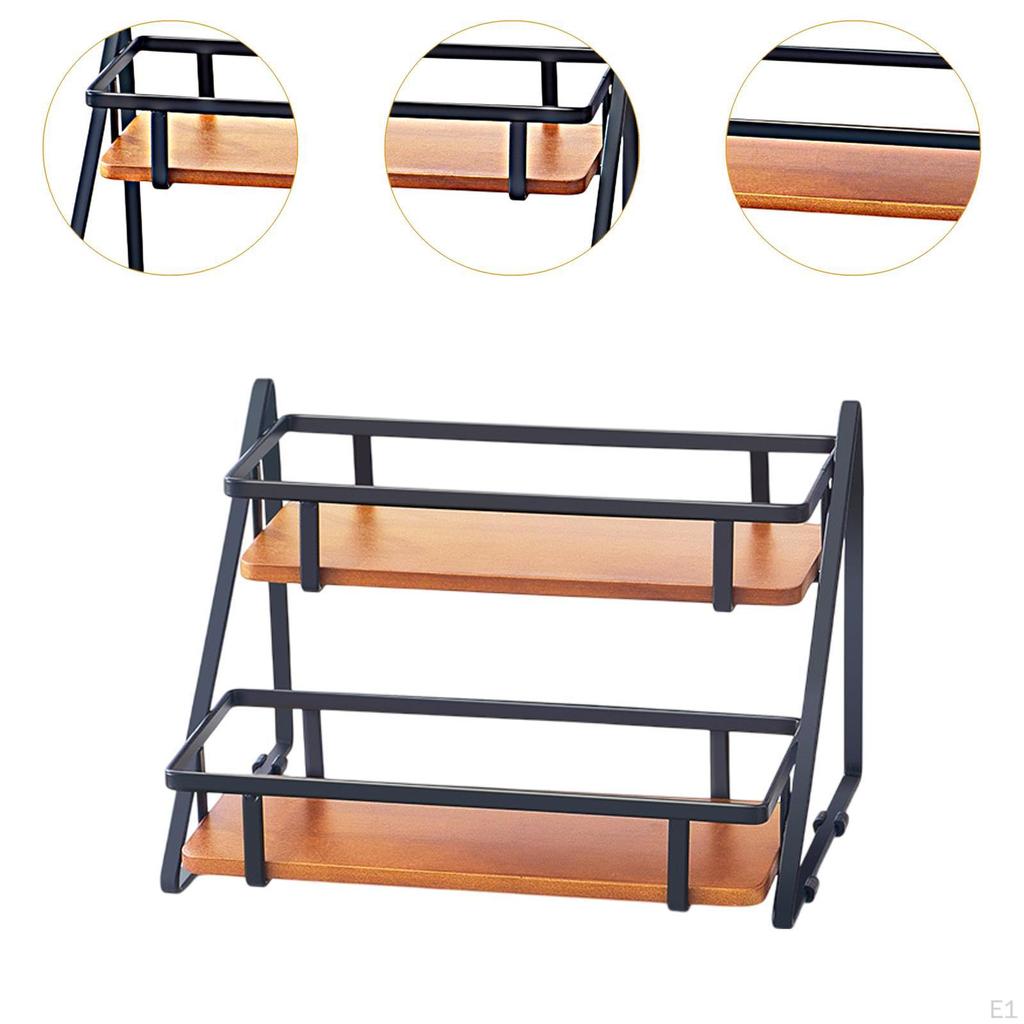 2 Layer Spice Rack Cup Storage Stand Standing Holder Desktop for