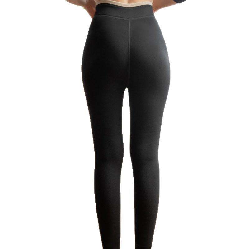 Plus Size Black Velvet Lined Slimming Elastic Leggings for Autumn/Winter