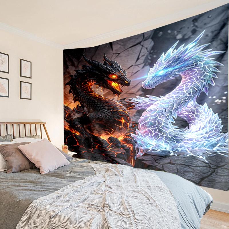 Colorful Dragon Artwork Tapestry, Unique Design Tapestry, Wall Decor for Bedroom,Livingroom, Playroom,Heartwarming Fan Holiday Gifts