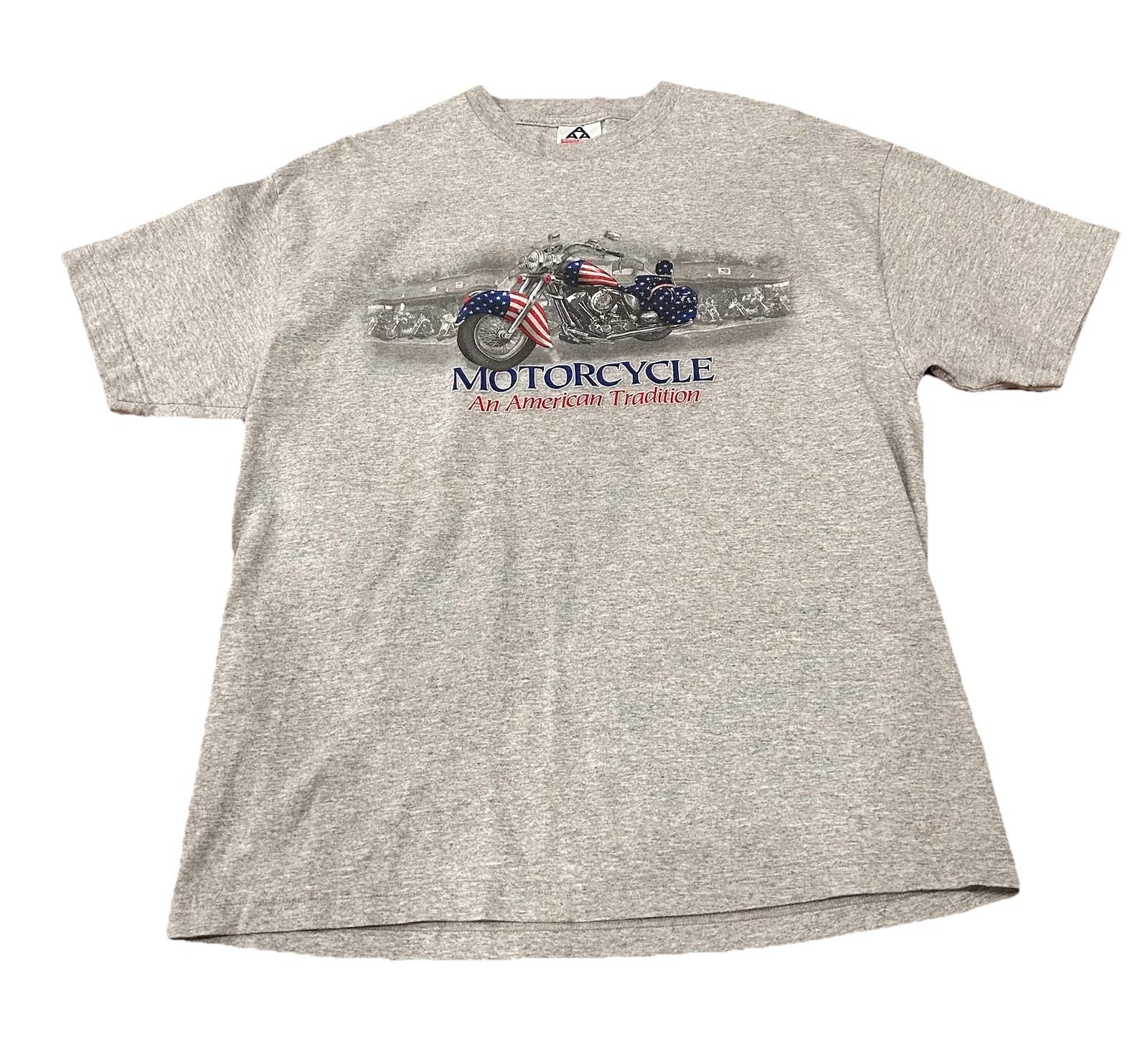Vintage Motorcycle An American Tradition T Shirt XL AAA Alstyle Gray Biker USA Unisex T-Shirt S