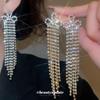 Silver Needle Rhinestone Flower Tassel Earrings: Retro Light Luxury Studs for Fashionable Women.