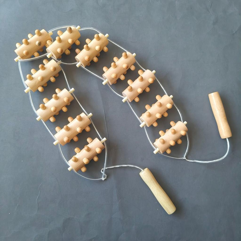 Wooden Back Massage Roller Meridian Manual Lymphatic Drainage Tool Deep Tissue Muscle Pain Relief for Body Neck Leg