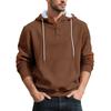 New Mens Fashion Pullover Hooded Long Sleeve Drawstring Button Sweatshirt Streetwear Texture Athletic Hiking Outdoor Jackets