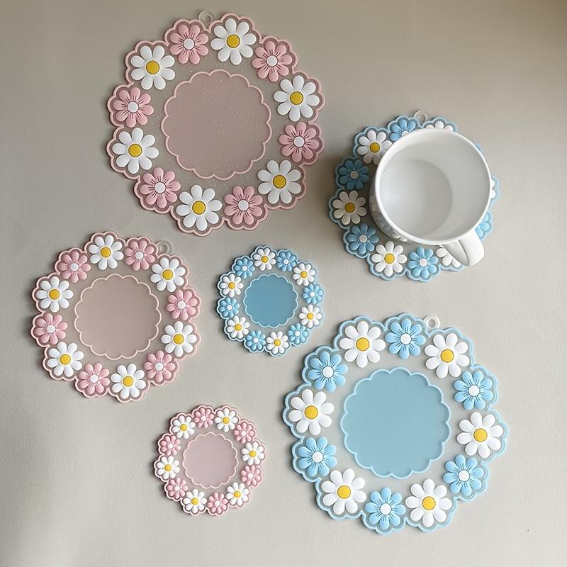 1pc Heat Insulation Coaster High Temperature Resistant Potholder Home Coaster Silicone Bowl Pad Soft Cup Mat Placemat Flower Placemat Flower Coaster