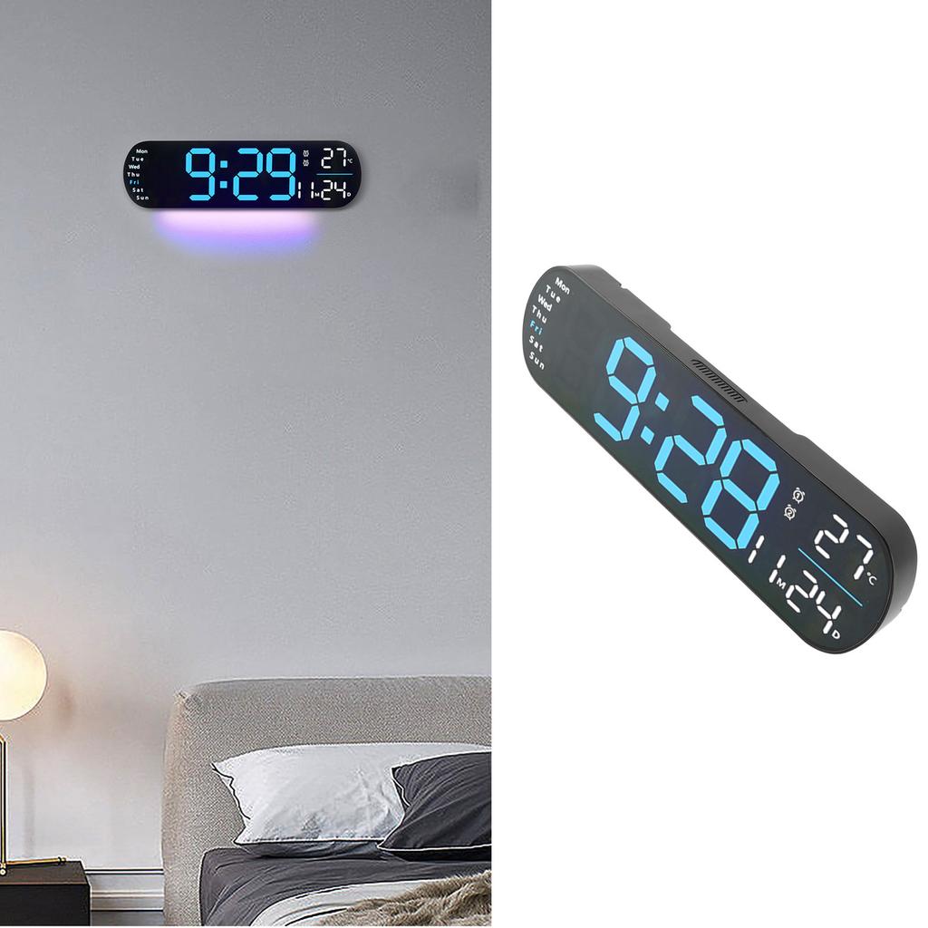 Digital Wall Clock with Remote Control Big LED Screen Display   8 Color Lights Digital Alarm Clock for Living Room Bedroom
