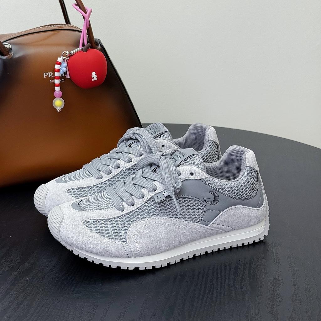 Leather Mesh Forrest Gump Shoes Women's 2025 Autumn New Korean Version Breathable Feet Small Versatile Non-slip Sports and Leisure Shoes