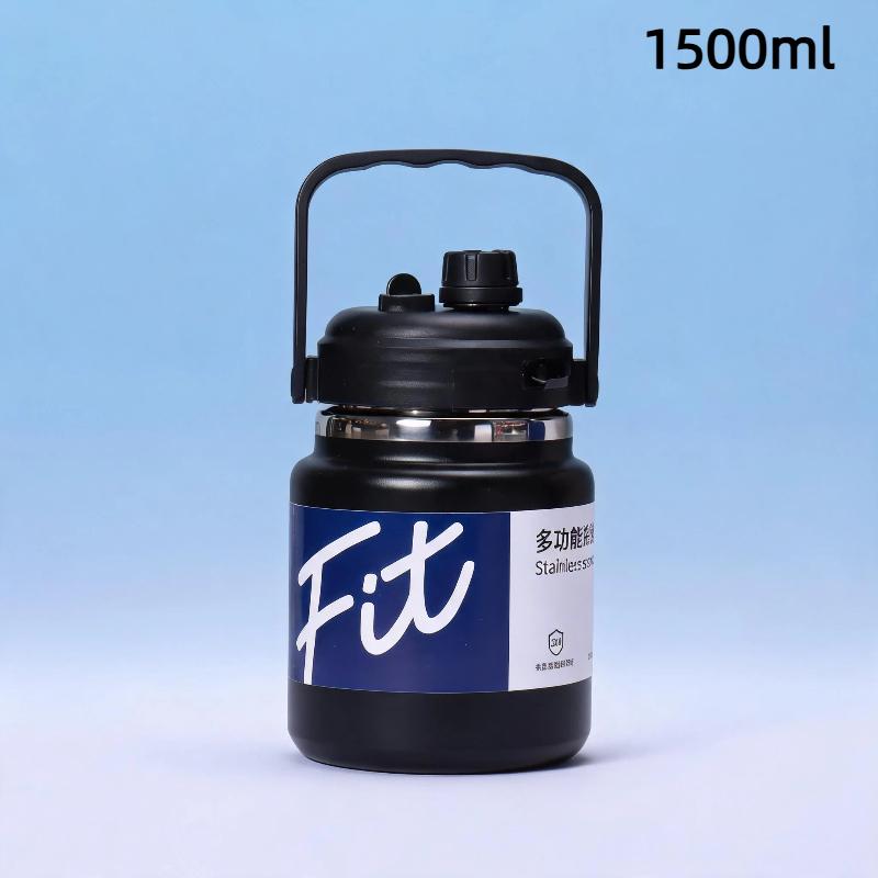 Stainless Steel Insulated Water Jug Food Grade Leak Proof Lid 24H Heat Cold Retention for Picnic Beach Trips