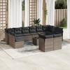 Vidaxl 13-Cz. Gartenmöbel-Set mit Kissen, Grau, Polyrattan