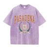Summer Washed Cotton T-shirt with Fashionable Design and Printed Top Loose and Worn Round Neck Streetwear