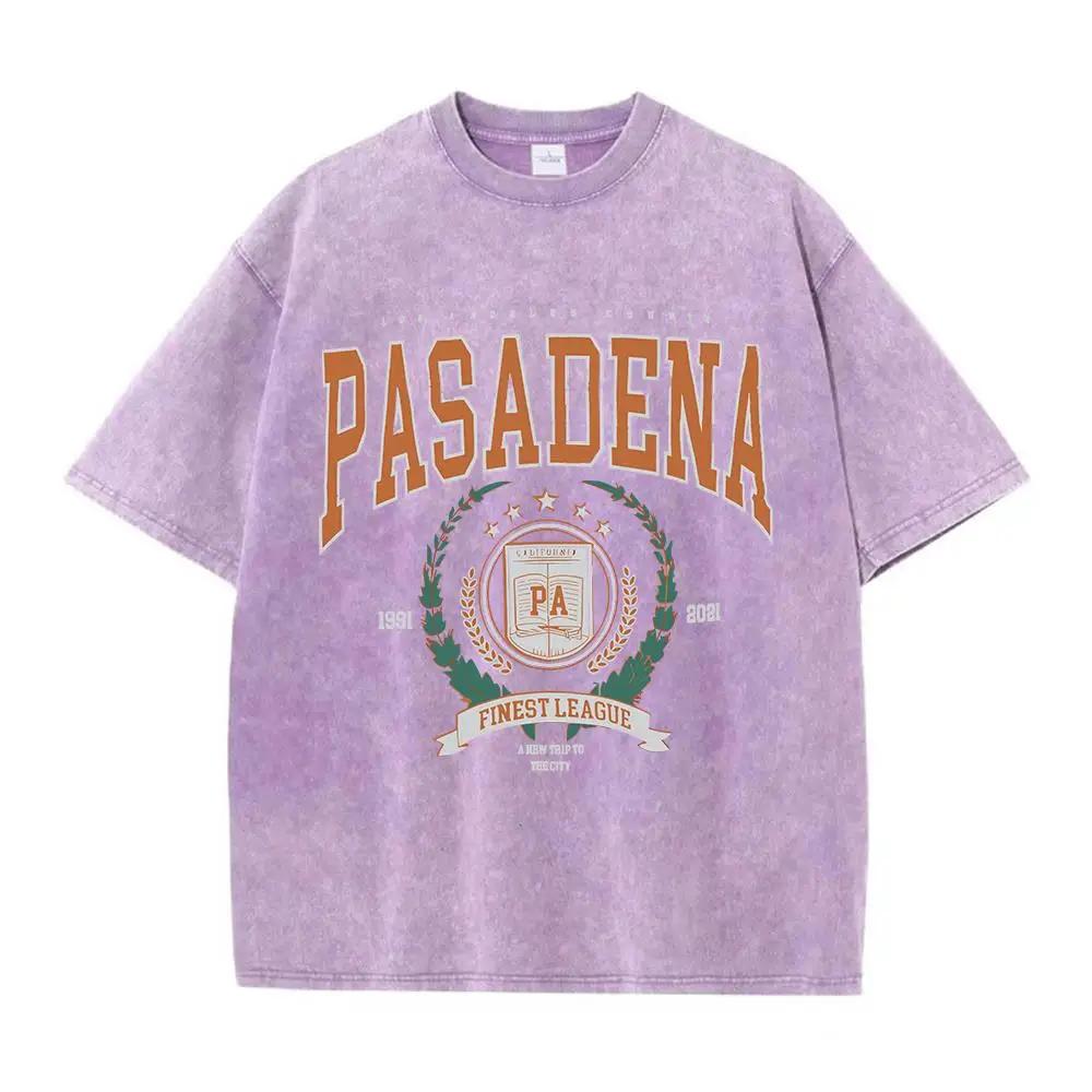 Summer Washed Cotton T-shirt with Fashionable Design and Printed Top Loose and Worn Round Neck Streetwear