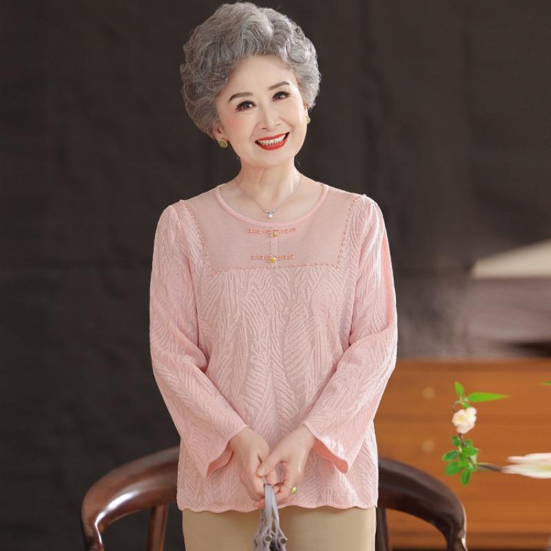 Mom autumn and winter knitted sweater mother clothing middle elderly grandma clothing bottoming shirt autumn new top women's clothing
