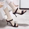 2025 summer new solid color foot cover high heel sandals women's Korean version fashion round head height increase women's shoes
