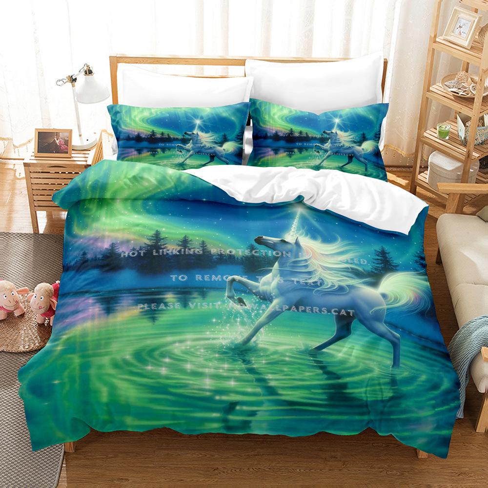 Animal Horse, Animal World Printing Student Dormitory High Definition 3D Three-Piece Bedding