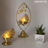 Golden Iron Tealight Candle Holder for Elegant Dining Room and Weddings Centerpieces Metal Leaf Shape Candlestick Stand