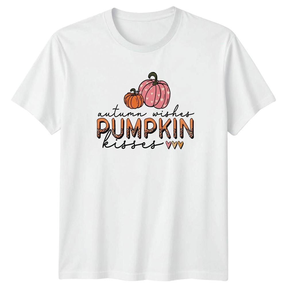 Autumn Wishes Pumpkin Kisses Unisexs TShirt Pumpkin Spice Fall Thanksgiving S