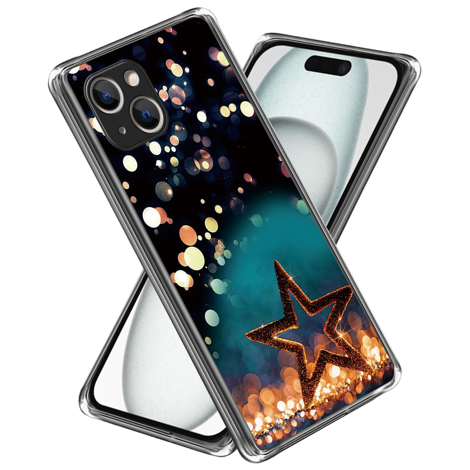 

For iPhone 15 Phone Case Slim-Fit Pattern Printing TPU Back Cover Five-Pointed Star