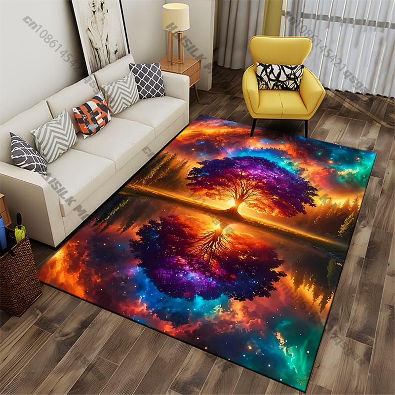 Cosmic tree reflection harmony carpet Yoga living room room decor children's crawling mat doormat area rug games mat