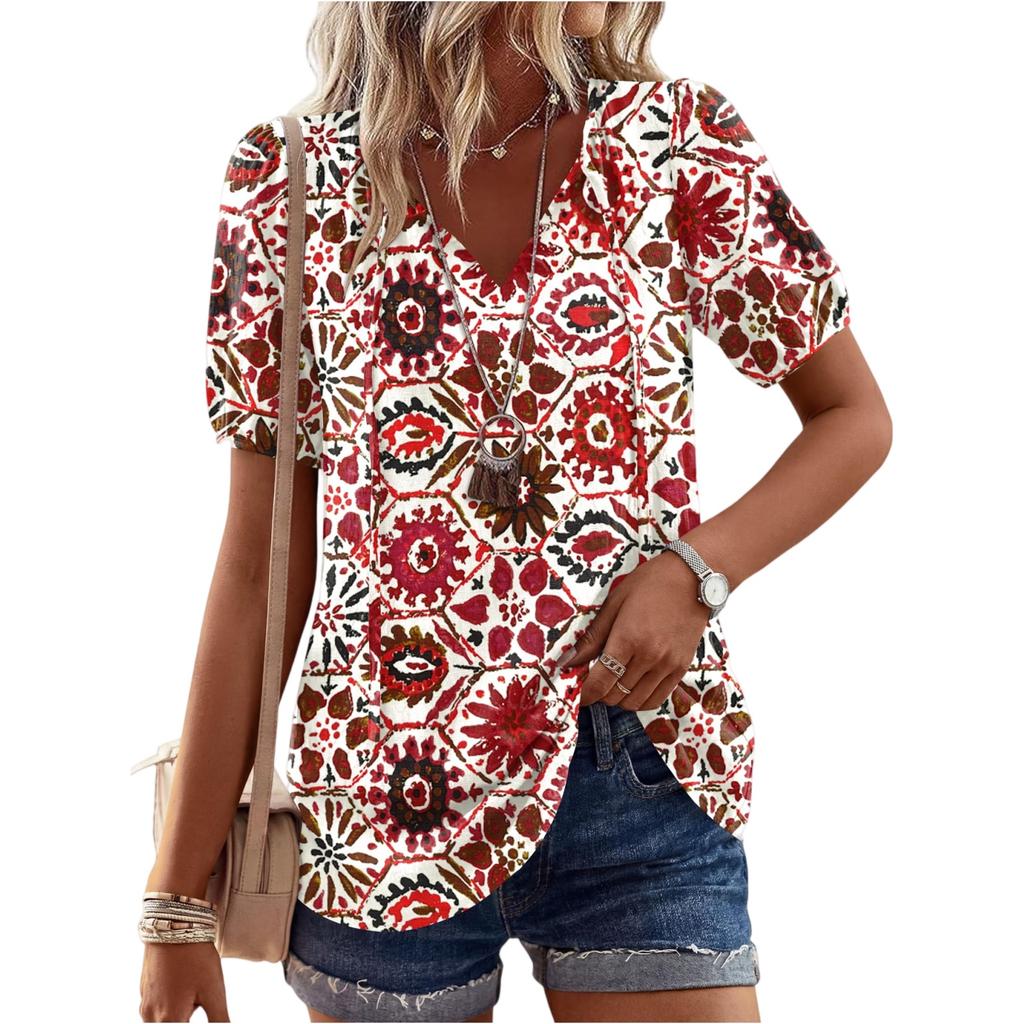 Women's Fashionable Casual Vintage Printed Blouse