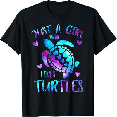 Just a Girl Who Loves Turtles Galaxy Space Sea Turtle Lover T-Shirt