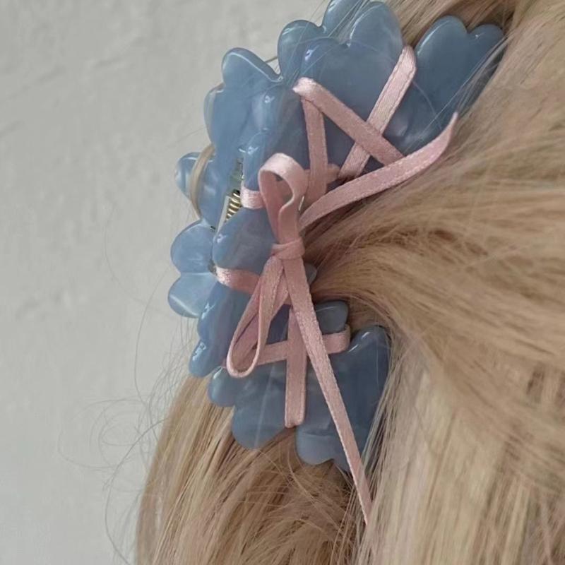 Versatile Acrylic Hair Claw Ballet Style Ribbon Tie Bowknot Acetate Claw Clips Stylish Headwear Hair Accessory for Women