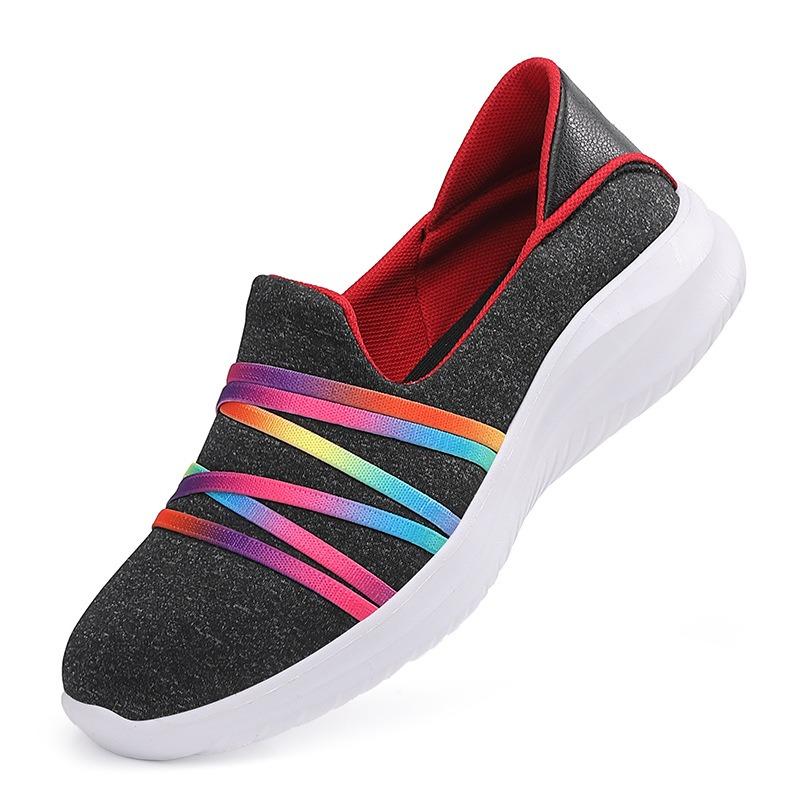 

Women s Colorful Stripe Slip On Casual Sneakers Lightweight Comfortable Walking Shoes 42