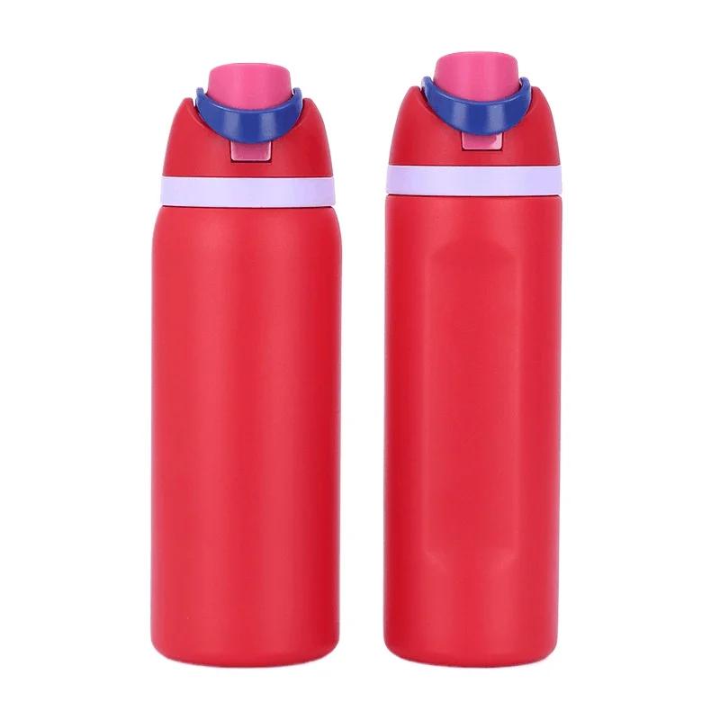 24/32oz Strohhalm Doppelwandiger Isolierbecher 304 Edelstahl Sport-Wasserflasche Reise-Vakuumflasche für Outdoor-Camping Sport